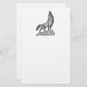 Wolf Howling bij de maan Silhouette Tekening Briefpapier (Voorkant / Achterkant)