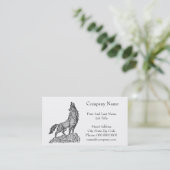 Wolf Howling bij de maan Silhouette Tekening Visitekaartje (Staand voorkant)