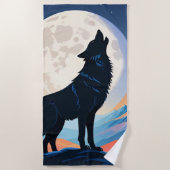 Wolf Howling bij de maan Strandlaken (Voorkant)