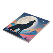 Wolf Howling bij de maan Tegeltje (Zijkant)