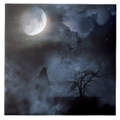 Wolf Howling bij de maan Tegeltje (Voorkant)