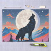 Wolf Howling bij de maan Tissuepapier (Craft)