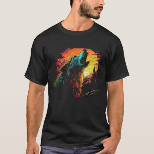 Wolf Howling Bij De Maan Vrouwen Alaskan Wildlife T-shirt