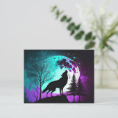 Wolf Howling bij de Moon Galaxy Stars Animal Briefkaart (Staand voorkant)