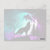 Wolf Howling bij de Moon Galaxy Stars Animal Briefkaart (Achterkant)