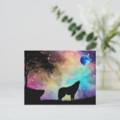 Wolf Howling bij de Moon Galaxy Stars Animal Briefkaart (Staand voorkant)