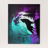 Wolf Howling bij de Moon Galaxy Stars Animal Legpuzzel (Verticaal)