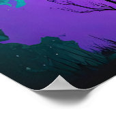 Wolf Howling bij de Moon Galaxy Stars Animal Poster (Hoek)