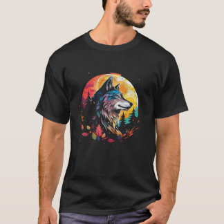 Wolf Howling bij de Moon Kawaii Kind's Alaskan Wil T-shirt