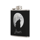 Wolf Howling bij de Volledige maan, Jouw naam Heupfles (Links)