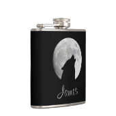 Wolf Howling bij de Volledige maan, Jouw naam Heupfles (Rechts)