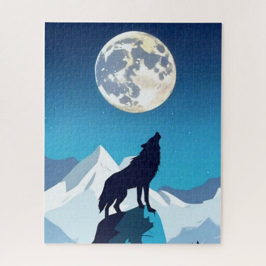 Wolf Howling bij de Volledige maan Legpuzzel (Verticaal)