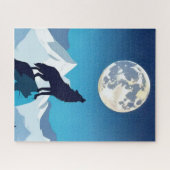 Wolf Howling bij de Volledige maan Legpuzzel (Horizontaal)