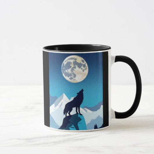 Wolf Howling bij de Volledige maan Mok (Rechts)