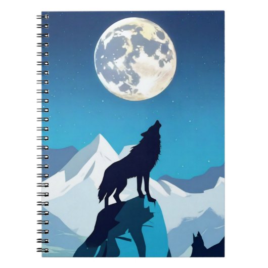 Wolf Howling bij de Volledige maan Notitieboek (Voorkant)