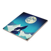 Wolf Howling bij de Volledige maan Tegeltje (Zijkant)