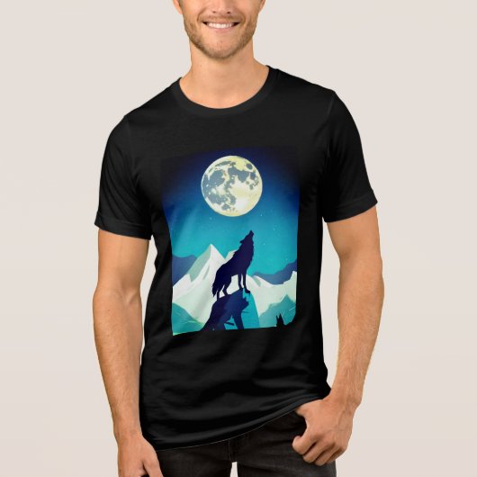 Wolf Howling bij de Volledige maan Tri-Blend Shirt (Voorkant)
