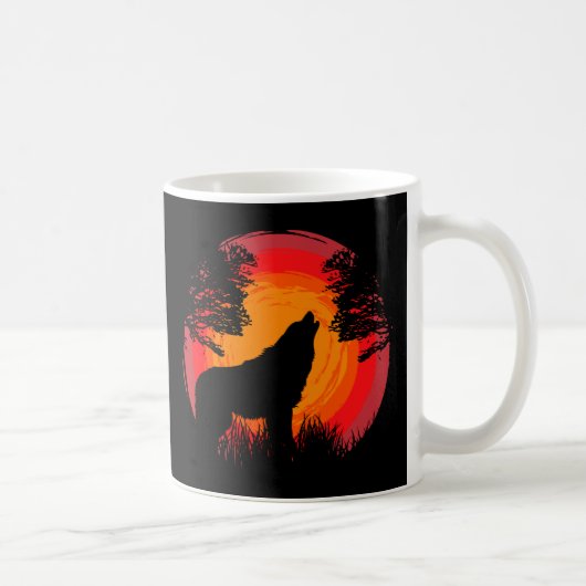 Wolf Howling bij de zon Koffiemok (Rechts)