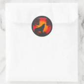 Wolf Howling bij de zon Ronde Sticker (Tas)