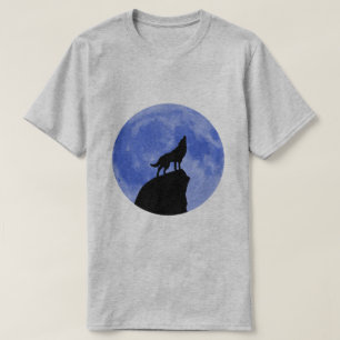 Wolf Howling bij een blauwe maan T-shirt