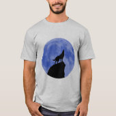 Wolf Howling bij een blauwe maan T-shirt (Voorkant)