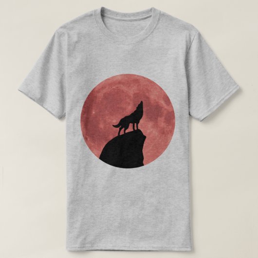 Wolf Howling bij een bloedmaan T-shirt (Design voorkant)