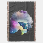 Wolf Howling bij het Noorderlicht Deken (Voorkant Verticaal)