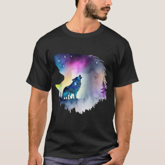 Wolf Howling bij het Noorderlicht T-shirt