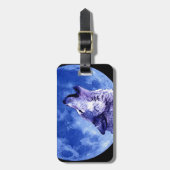 Wolf Howling bij Moon Bagagelabel (Voorkant verticaal)