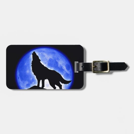Wolf Howling bij Moon Bagagelabels (Voorkant horizontaal)