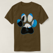 Wolf Howling bij Moon Blue Dog Paw Halloween T-shirt (Design voorkant)