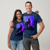 Wolf Howling bij Moon Blue T-shirt (Unisex)