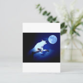 Wolf Howling bij Moon Briefkaart (Staand voorkant)