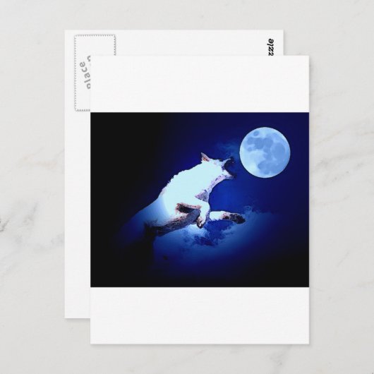 Wolf Howling bij Moon Briefkaart (Voorkant / Achterkant)