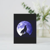 Wolf Howling bij Moon Briefkaart (Staand voorkant)