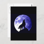 Wolf Howling bij Moon Briefkaart (Voorkant / Achterkant)