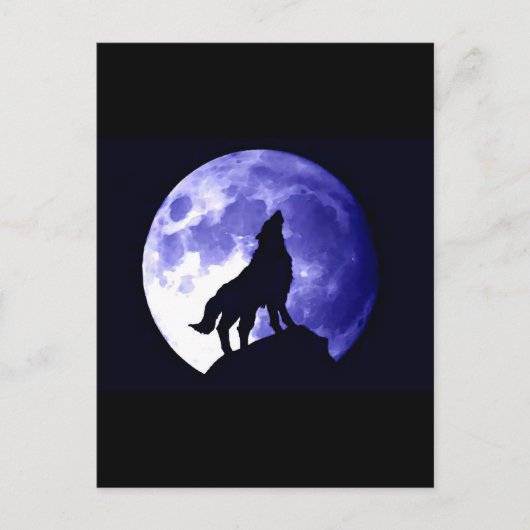 Wolf Howling bij Moon Briefkaart (Voorkant)