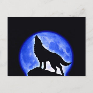 Wolf Howling bij Moon Briefkaart