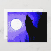 Wolf Howling bij Moon Briefkaart (Voorkant / Achterkant)
