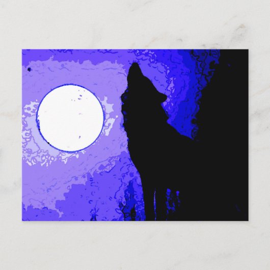 Wolf Howling bij Moon Briefkaart (Voorkant)