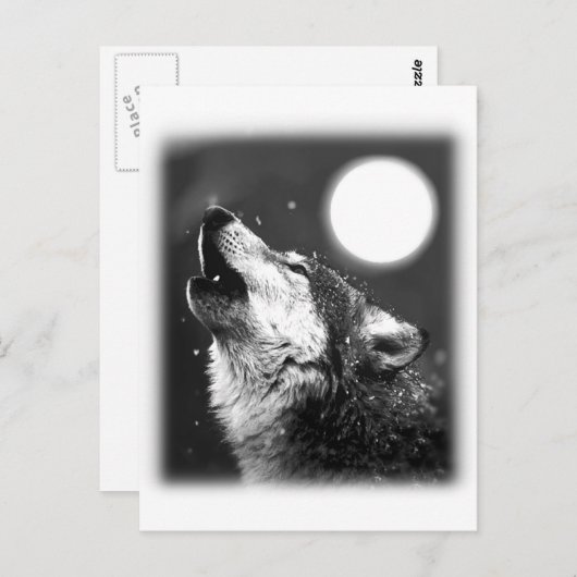 Wolf Howling bij Moon Briefkaart (Voorkant / Achterkant)