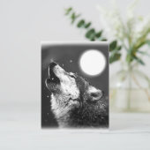 Wolf Howling bij Moon Briefkaart (Staand voorkant)