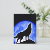 Wolf Howling bij Moon Briefkaart (Staand voorkant)
