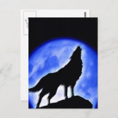 Wolf Howling bij Moon Briefkaart (Voorkant / Achterkant)