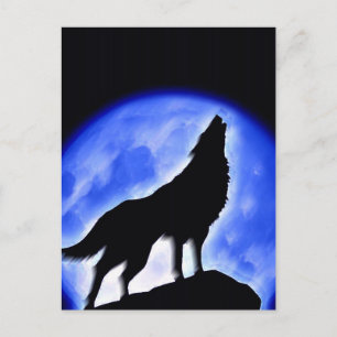 Wolf Howling bij Moon Briefkaart