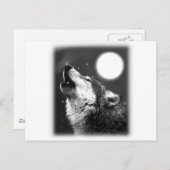Wolf Howling bij Moon Briefkaart (Voorkant / Achterkant)