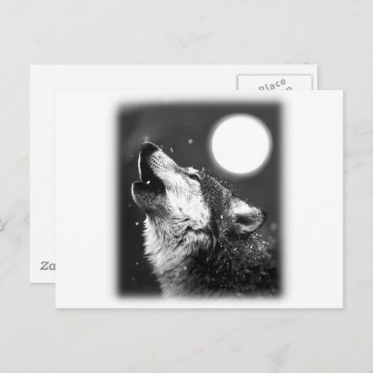 Wolf Howling bij Moon Briefkaart (Voorkant / Achterkant)