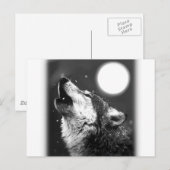 Wolf Howling bij Moon Briefkaart (Voorkant / Achterkant)