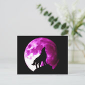 Wolf Howling bij Moon Briefkaart (Staand voorkant)