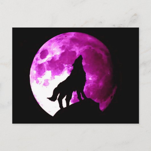 Wolf Howling bij Moon Briefkaart (Voorkant)